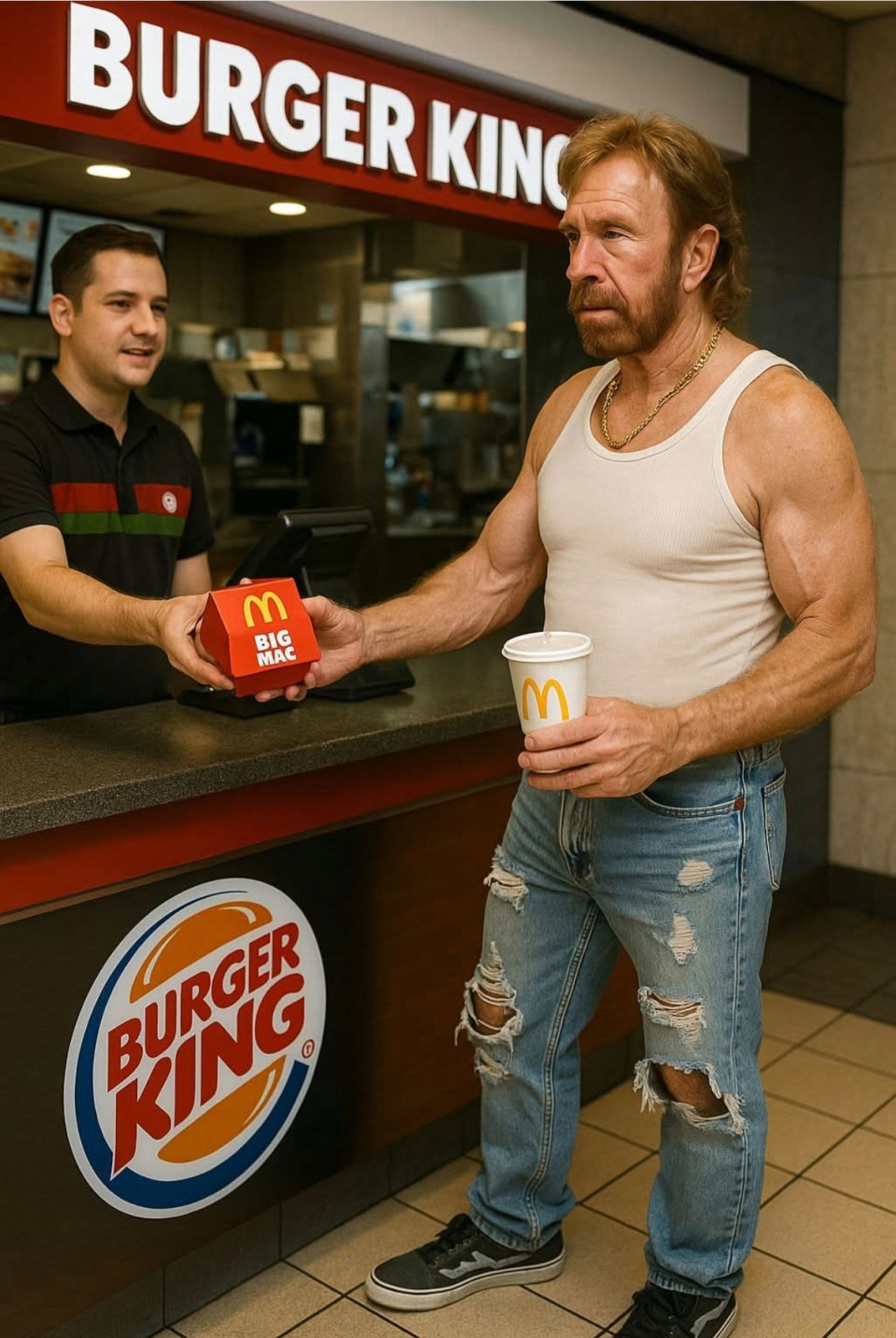 Chuck Norris BigMac-et kért a Burger Kingben és KAPOTT!!! 😆😆😆😆