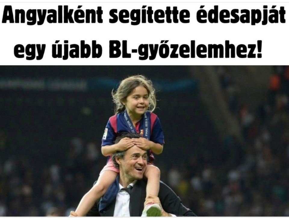 📍Egy biztos: Luis Enrique nagyon megérdemelte az újabb Bajnokok Ligája győzelmet, amelyet kislányának, a rákban elhunyt Xanának ajánlott! Xana 10 éve még a pályán ünnepelte a BL-elsőséget az édesapjával, amit akkor a Barcelonával hódított el Enrique! Most a kislánya már fentről nézte és segítette az édesapját! És még mondja valaki, hogy nem a világ legjobb, és legfelemelőbb történeteket produkáló sportja a labdarúgás!